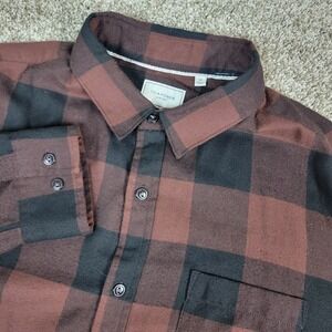 7 Diamonds Luxe Soft Mens‎ Medium Brown Buffalo Plaid Button Up LS Flannel